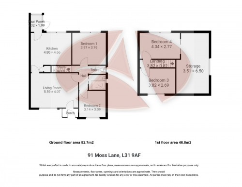 Floorplan for 91 Moss Lane, L31